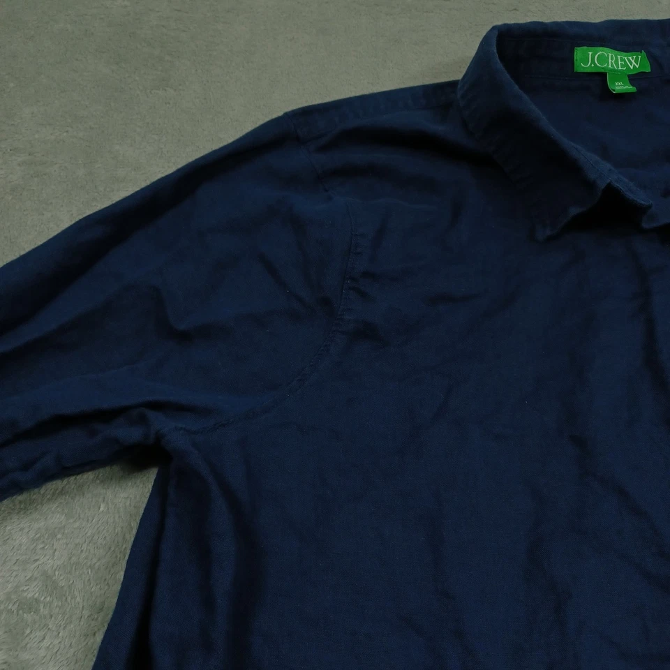 Vestido camisero J Crew para mujer XXL azul mezcla de lino bolsillos abotonados Preppy Foto 2 de 4