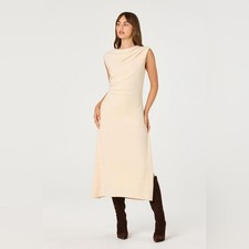 ASTR The Label Draped Midi Dress Size Medium Butter Cream NWOT Sleeveless