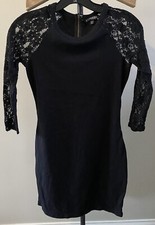 Express Body Dress Black Dress Lace Sleeves Small