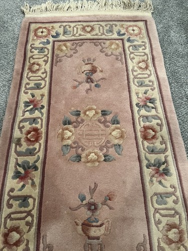 Handmade Chinese Art Deco Hand-Knotted Small Rug - 56”x24” - Picture 5 of 8