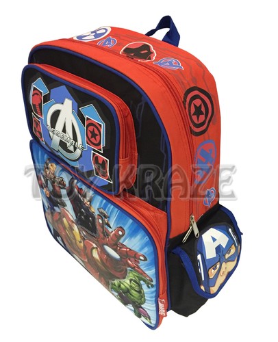 AVENGERS ASSEMBLE BACKPACK! BLACK RED 4 SYMBOLS TOP LARGE BOYS SCHOOL 16" NWT - Picture 3 of 4