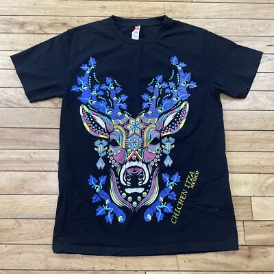 EURO Shirt Chichen Itza Men S Tribal Sacred Geometry Deer Buck 2 Side Graphic S