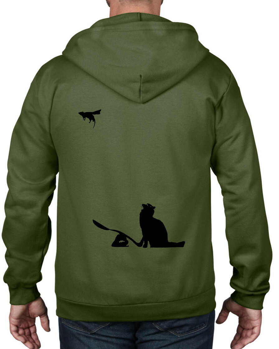 SUDADERA CON CAPUCHA BANKSY CAT & MOUSE CON CREMALLERA COMPLETA - Camiseta de graffiti