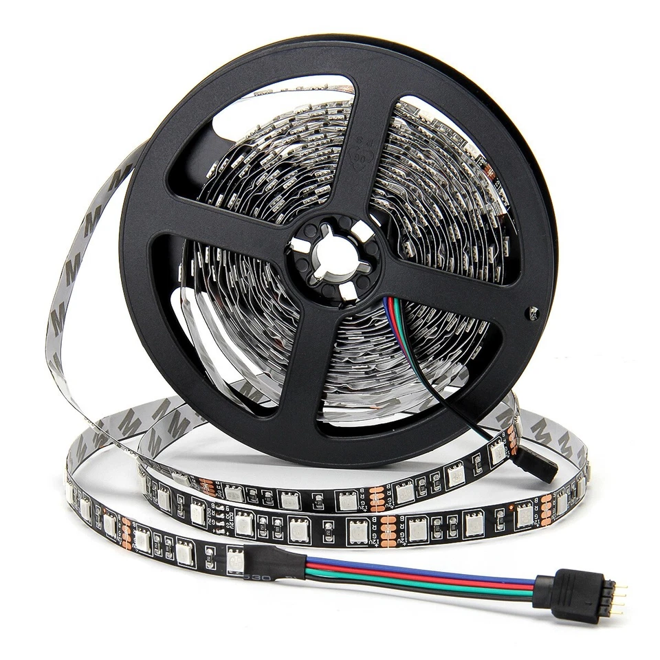 5M RGB 5050 SMD LED Strip Light Black PCB for Party Home TV Bar Kitchen Patio - Image 3 of 4
