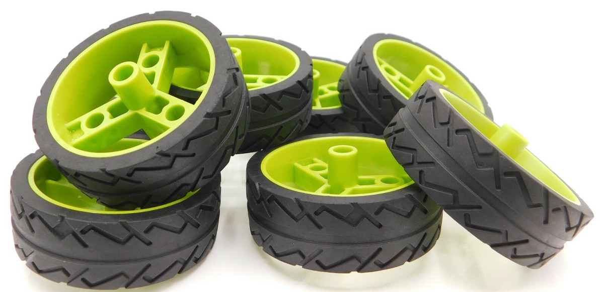 8 x Lego Wheel 41 mm Znap Thin Tread with Black Tire 41 mm
