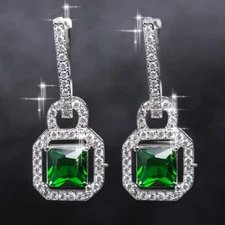 Drop Earring Women 14k White Gold Filled Cubic Zircon ,Zircon Earring