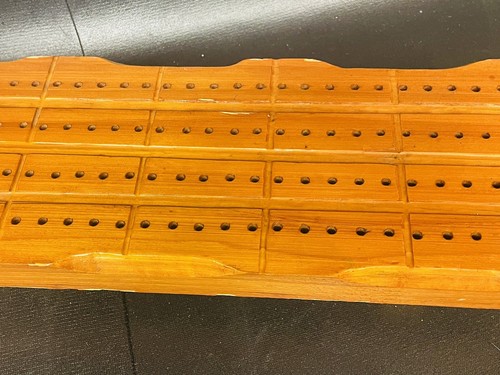 Beautiful Rustic Vintage Hand Crafted Wooden Cribbage Board Stained Oak Large - Picture 3 of 9
