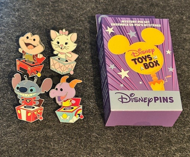 New 2025 Disney Parks Toys In A Box Mystery Pin Set Of 4 Pins