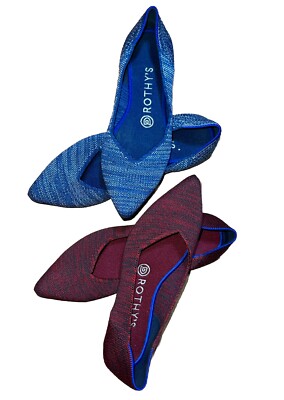 PAIRS of Rothy’s THE POINTs Indigo And Crimson Heather Women’s SZ  EXCEL