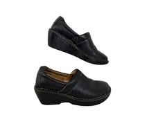 Born Size 8 Clog Wedge Platform Black Leather Comfy Handcrafted Nurse Dr D50