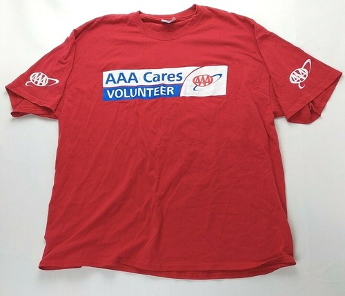 AAA Insurance Cares Volunteer Red XL Short Sleeve Tee Shirt Double Sided - Afbeelding 1 van 9