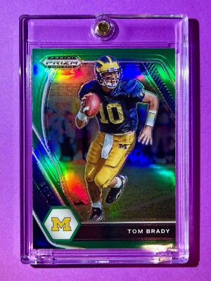Tom Brady RARE MINT GREEN PRIZM MICHIGAN DRAFT PICKS REFRACTOR INVESTMENT CARD!