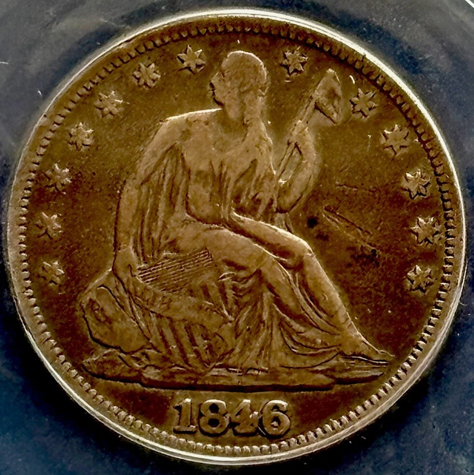 1846/Horizontal 6 WB-104 FS-301 Liberty Seated Half Dollar ANACS VF 20 Details - Image 2 of 4