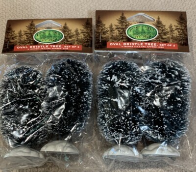 Lemax 4  Oval Bristle Tree 14008 Set Of 2 Christmas 2000 2 Packages Vintage New