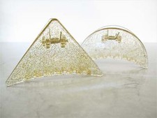 Clear transparent triangle gold sparkle glitter hair claw clip for medium fine