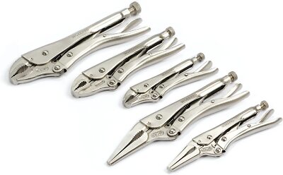 WORKPRO 5PC Locking Pliers Set 5/7/10'' Curved Jaw Pliers 6.5/9'' Long Nose Pliers