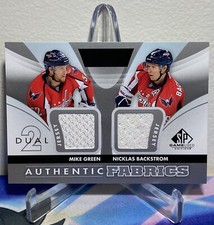 2012-13 Upper Deck SP GAME USED GREEN BACKSTROM #AF2-GB FABRICS DUAL JERSEY