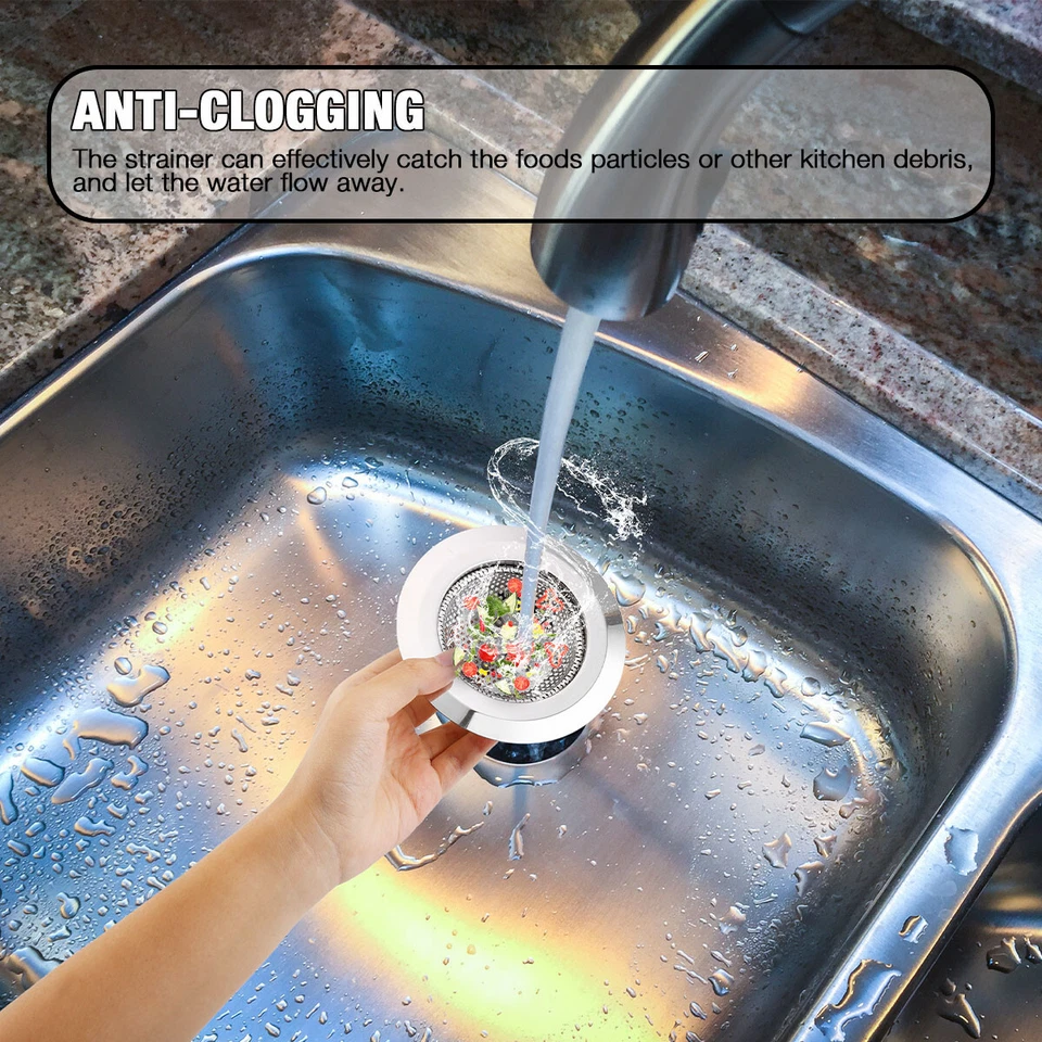 Colador de fregadero de baño de cocina de 4,5" de 2 piezas filtro de drenaje de acero inoxidable Foto 4 de 4