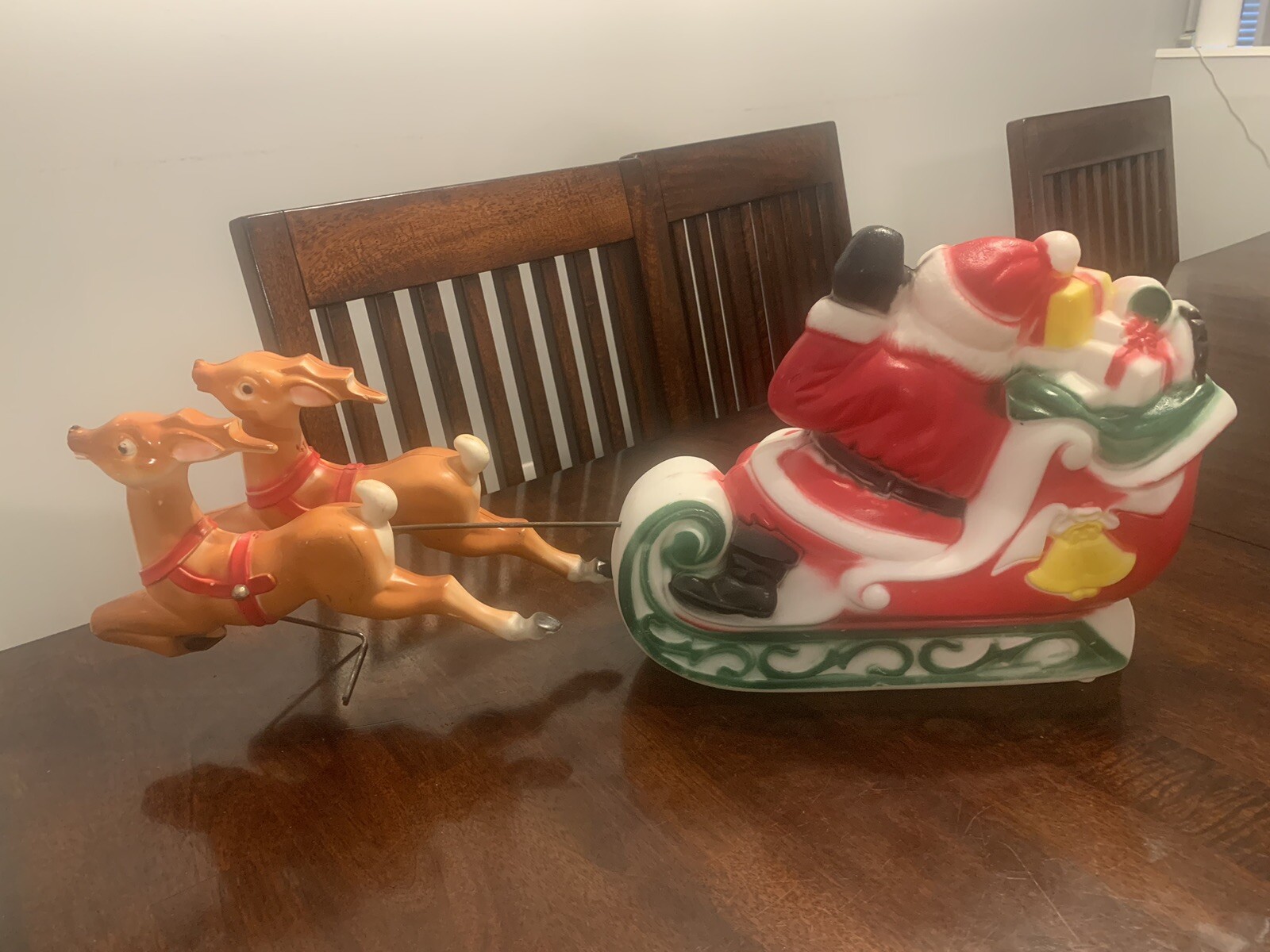 Vintage 1970 EMPIRE 24" Tabletop Santa Sleigh and 2 Reindeer Lighted ...