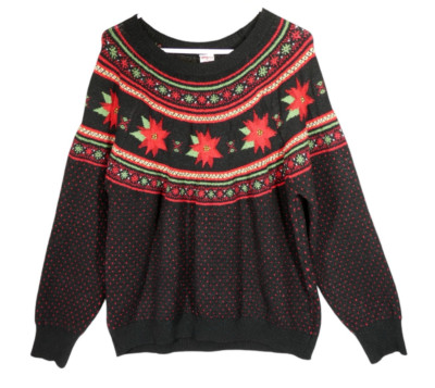 Holiday Time Holly Fair Isle Nordic Sparkle Thread Pullover Sweater 1X Christmas