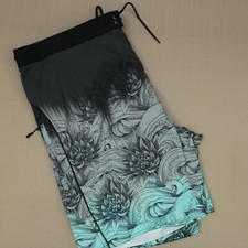 Roundtree Yorke Swim Trunks Men's Size 1XB Gray Aqua Beach Mesh Lined NWT