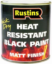 Rustins  Quick Dry Heat Resistant Black Paint  MATT  250ML  500ML