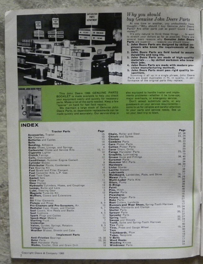 1966 Genuine John Deere Parts, Tractor Accessories, JD Farm Toys
