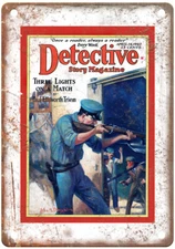 1927 Pulp Cover Detective Story Magazine v091 n06 Retro Look Metal Sign J1249