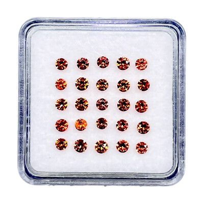 VVS 25 Stück Natürlich Orange Saphir 2mm Rund Diamantschliff Lose Edelsteine Lot
