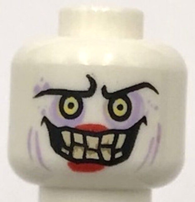 Lego New White Minifigure Head Dual Sided Alien w/ Sunken Yellow Eyes Evil Smile