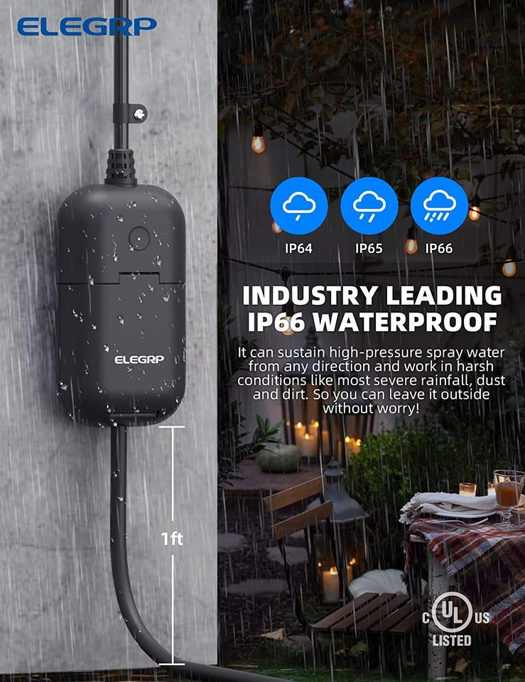 ELEGRP Smart Outdoor Dimmer Plug, Waterproof IP66 Plug- in Dimmer,... - Image 3 of 4