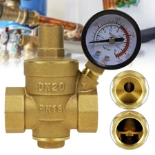 DN20 Water Pressure Regulator NPT 3/4" inch Adjustable Brass Reducer & Gauge