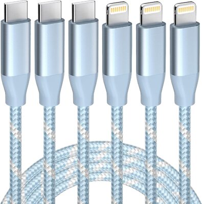 3er Set Robustes USB-C Ladekabel Nylon für iPhone 14 13 12 Pro Max Schnellladen