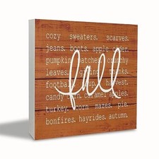 Fall Desk Decor,Orange Fall Autumn Farmhouse Wood Sign Orange-5x5inch