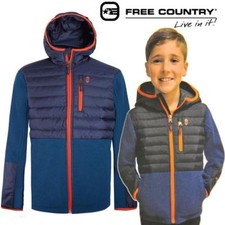 NEW BOYS FREE COUNTRY HYBRID JACKET HOODED DOWN  KNIT HYBRID COAT VARIETY