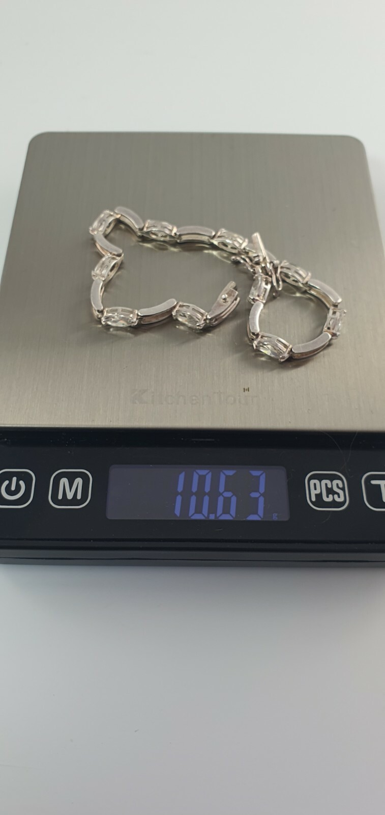 Photo 12 of Sterling Silver 925 Bracelet with CZ stones, 7.75" 10g ~ B120