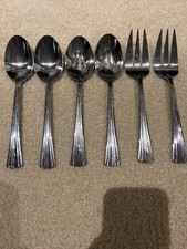 Reed  Barton BROOKSHIRE 6 Serving Spoon Fork Stainless Flatware Silverware