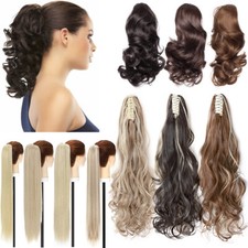 Claw Ponytail Clip In On Pony Tail Hair Extensions Ombre As Human Hair Synthetic