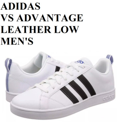 ADIDAS VS ADVANTAGE LEATHER LOW SNEAKER SPORTS MEN SHOES WHITE/BLACK SIZE 10 NEW