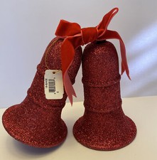 Katherine's Collection Bell Ornaments NEW Red Glitter