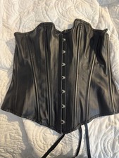 Black Faux Leather Lace-Up Corset Bustier Top