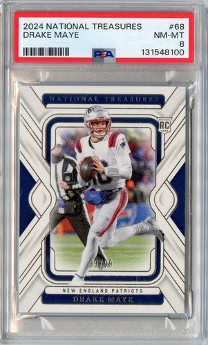 2024 National Treasures Drake Maye ROOKIE RC #'D 99/99 #68 PSA 8 PATRIOTS Rare