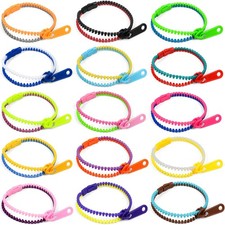 85-Pack Zipper Bracelets Set,7.5 Inches Neon Colors Sensory Bracelet Bulk Par...