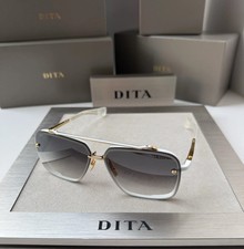 NEW DITA MACH SIX DTS 121 Matte White Yellow Gold Gradient Sunglasses