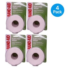 4 ROLLS Band-Aid Hurt-Free Self-Adherent Elastic Wound Wrap 2"X82" EACH SEALED