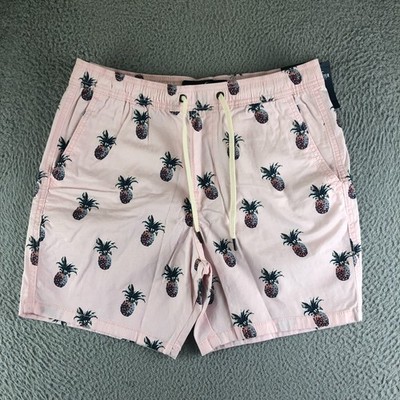 NWT Hollister Epic Flex Jogger Shorts 7'' Mens Medium Pink Pineapple Stretch