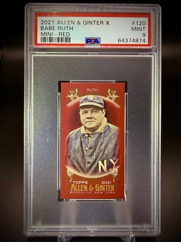 ⚾️🔥2021 Topps Allen & Ginter Babe Ruth  Mini Red /5 SSP PSA 9 POP 1 🔥⚾️