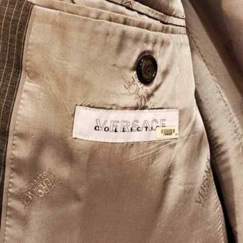 Versace WOOL Jacket Size 52 Gray w light Pinstripe Two Button Sport Coat Luxury - Picture 12 of 15