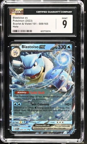 Blastoise Ex Holo Scarlet & Violet 151 009/165 CGC 9