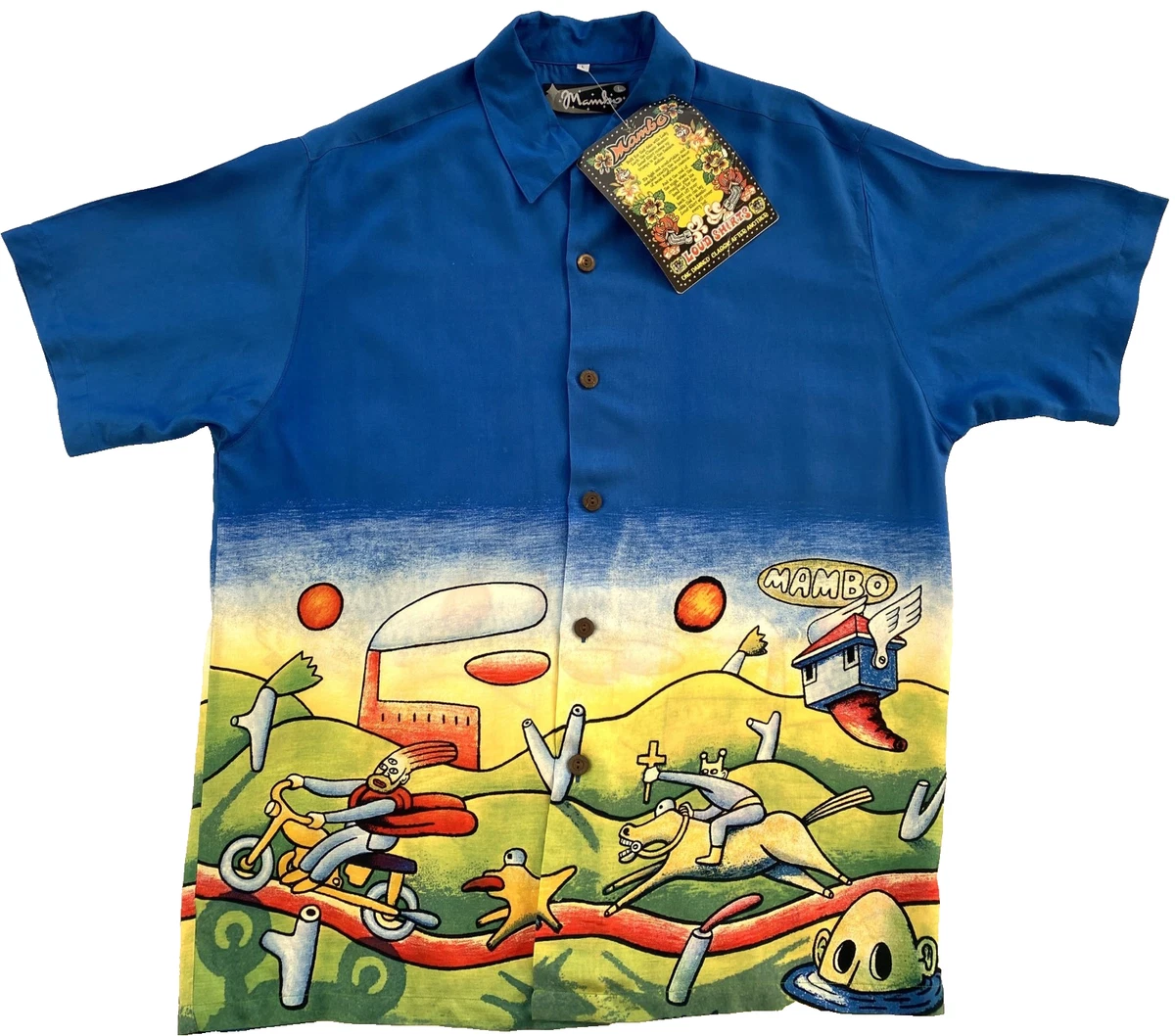 Preços baixos em Mambo manga curta, casual, com Botões Camisas